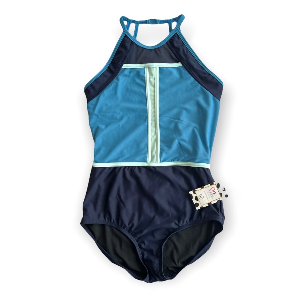 Oh La La Dancewear • Blue Color Block Spacial Ballet Leotard • Size Adul…